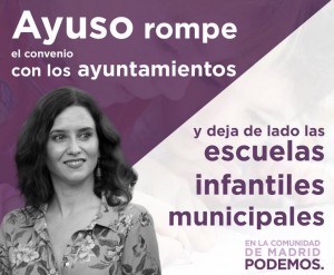Podemos Alcobendas rechaza los recortes económicos de Díaz Ayuso a las escuelas infantiles municipales.